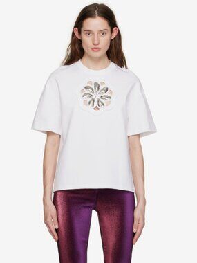 AREA NYC White Mussel Flower T-Shirt